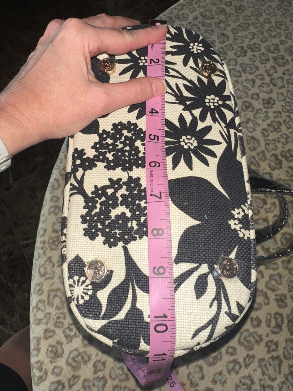 NWT Spartina 449 Black & Cream Floral Tote with Teal Interior Trim - Picture 8 of 11